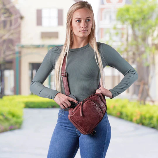 Taylor Leather Concealed Carry Sling Backpack - Hiding Hilda, LLC