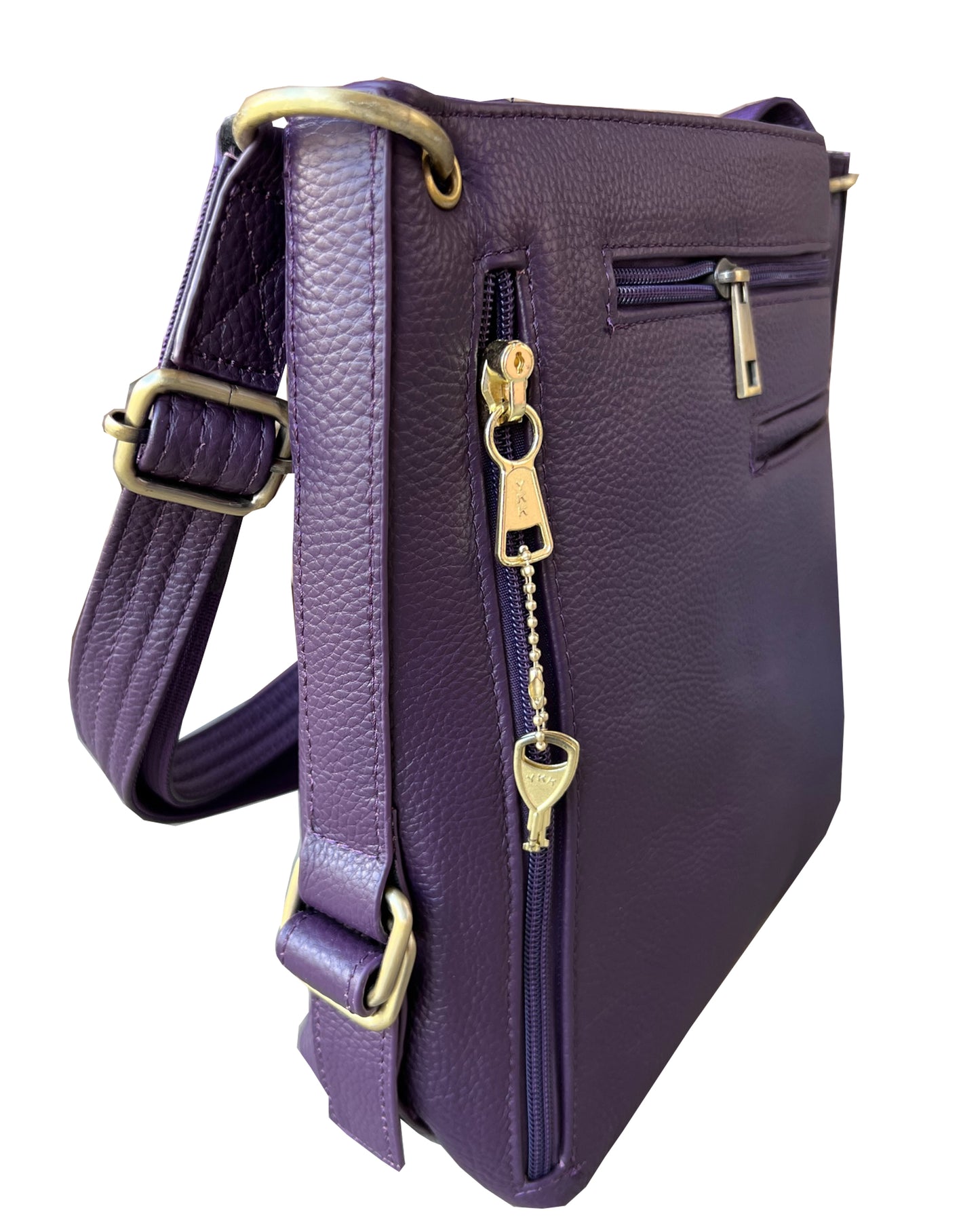 Stylish Leather Concealed Carry Satchel with Adjustable Shoulder Strap & Locking Zippers - Hiding Hilda, LLC