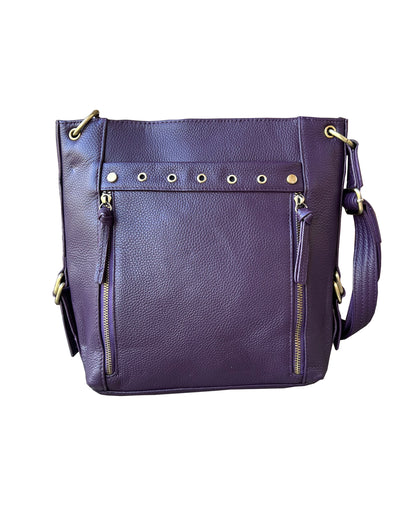 Stylish Leather Concealed Carry Satchel with Adjustable Shoulder Strap & Locking Zippers - Hiding Hilda, LLC