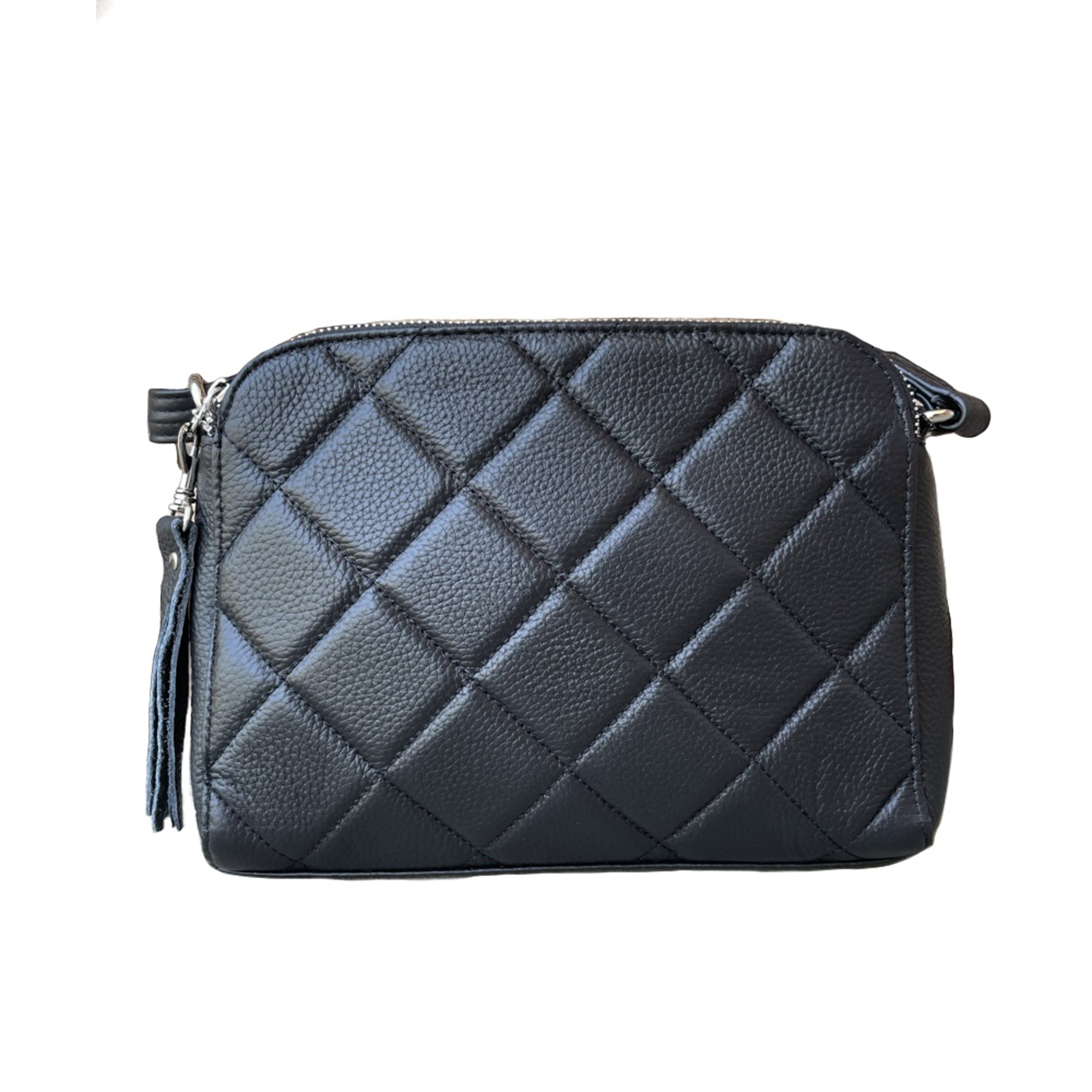 Bella Luna Small Quilted Crossbody Handbag or Shoulder Bag with Flap Purse  with Chain Strap for Women (Black - Graphite Chain): Handbags: Amazon.com