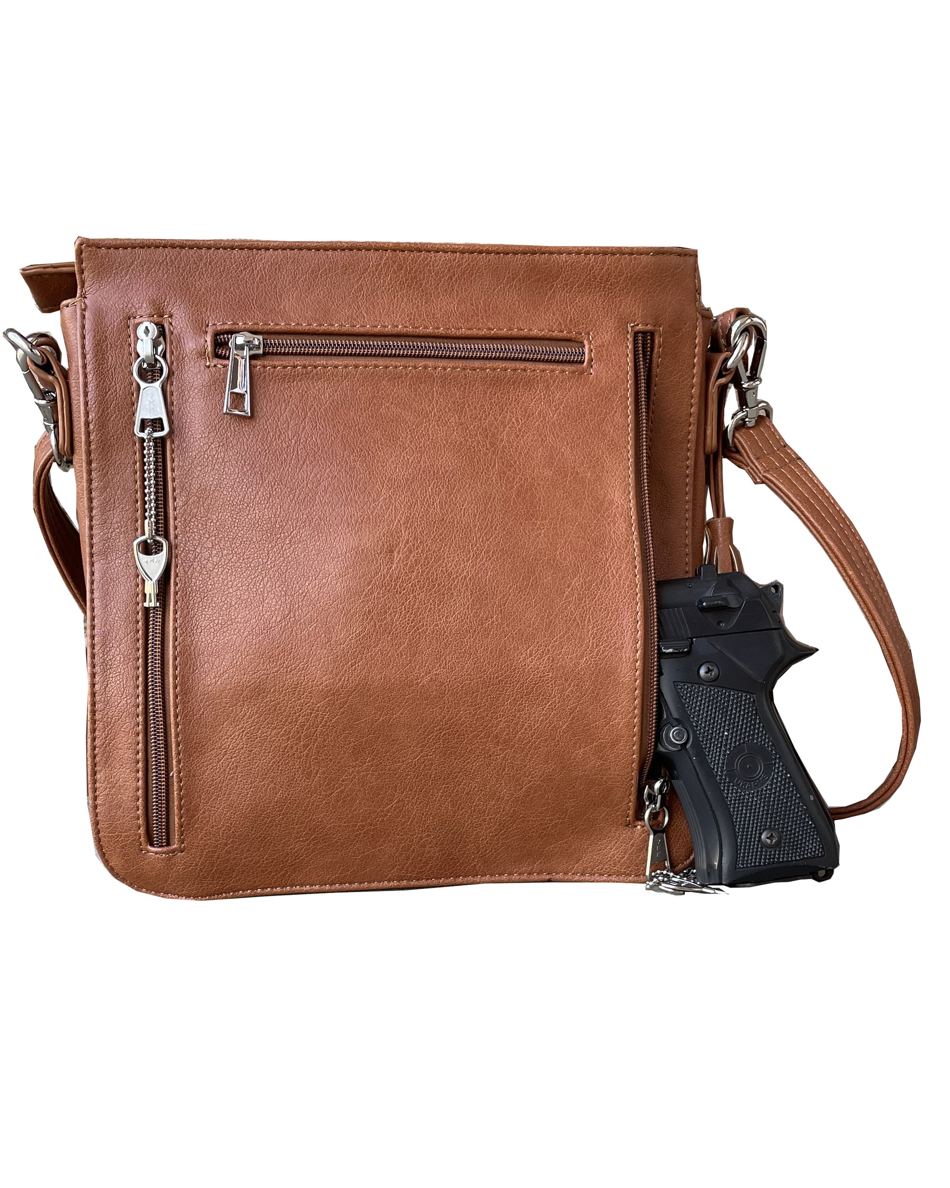 New Leather Side Laced Lockable Concealed Carry Crossbody Satchel Purse - Hiding Hilda, LLC
