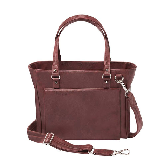 NEW Washable Traditional Leather Tote with Built-In Wallet - Hiding Hilda, LLC