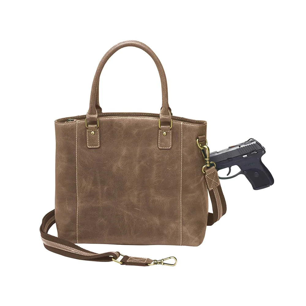 GTM Original Distressed Leather Concealed Carry Town Tote - Hiding Hilda, LLC