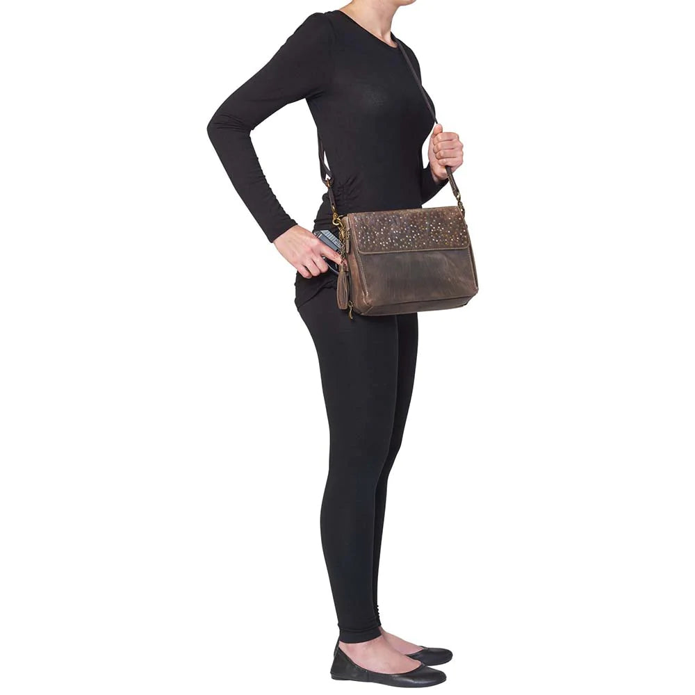 GTM Original Distressed Buffalo Leather Concealed Carry Shoulder Clutch Handbag - Hiding Hilda, LLC