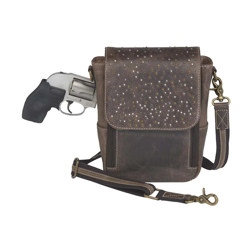 GTM Original Distressed Leather Crossbody Concealed Carry Satchel with Built in Wallet - Hiding Hilda, LLC