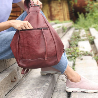 Marley Unisex Concealed Carry Leather Sling Backpack - Hiding Hilda, LLC