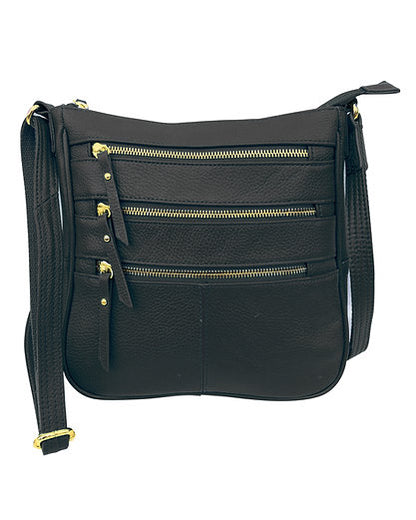 Triple Zipper Leather Crossbody CCW Purse - Hiding Hilda, LLC