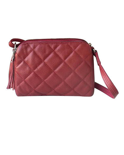 Quilted Compact Cutie Concealed Carry Lockable Leather Crossbody Purse - Hiding Hilda, LLC