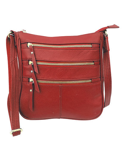 Triple Zipper Leather Crossbody CCW Purse - Hiding Hilda, LLC