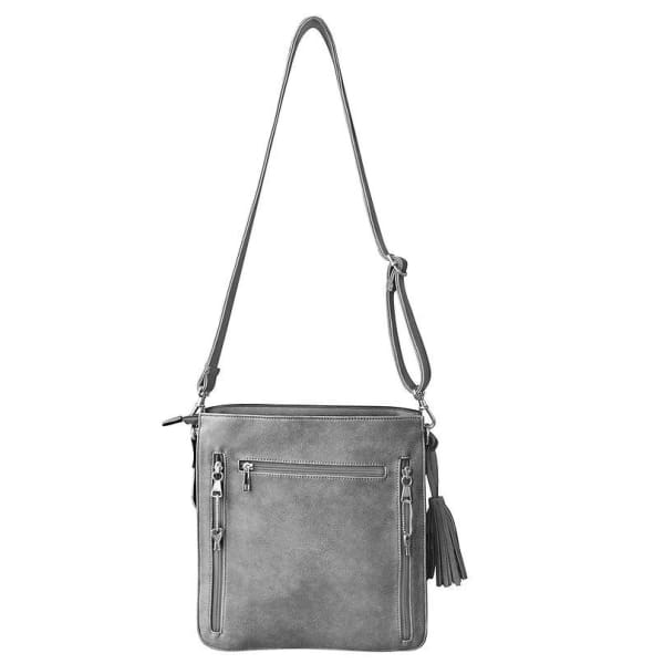 Classic Everyday Leather Concealed Carry Crossbody Purse Gray