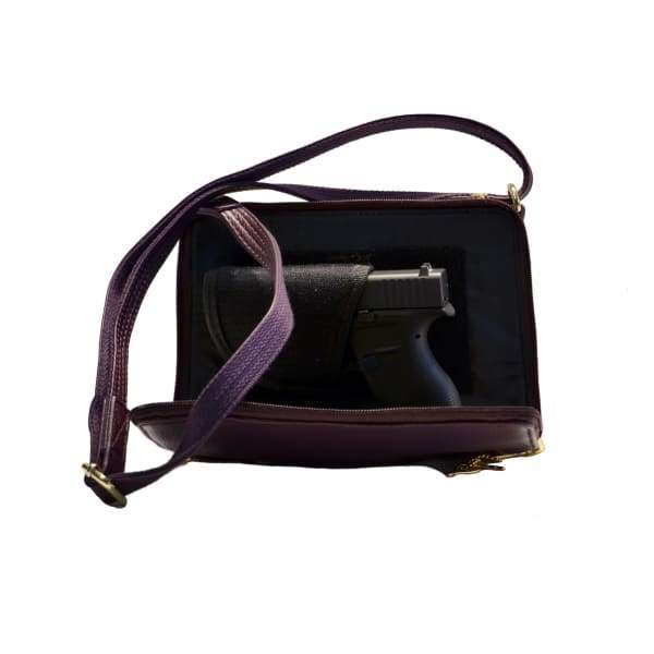 Compact Lockable Leather Conceal and Carry Shoulder Clutch by Roma - Hiding Hilda, LLC