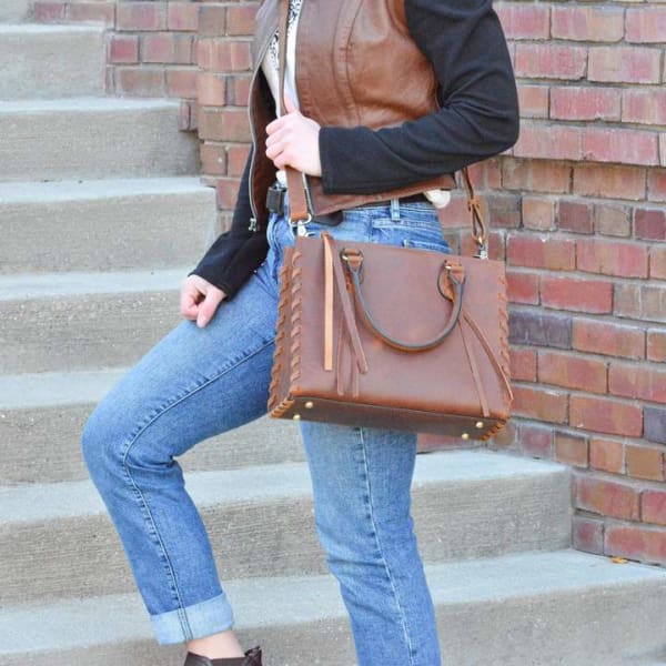 Emma Beautiful Locking Leather Satchel Conceal Carry Purse NEW! - Purse
