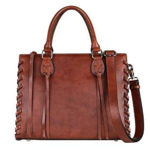 Emma Beautiful Locking Leather Satchel Conceal Carry Purse