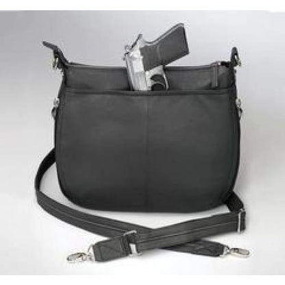 GTM Original Chrome Zip Slim Leather Crossbody Concealed Carry Crossbody Purse - Hiding Hilda, LLC