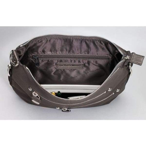 GTM Original Chrome Zip Slim Leather Crossbody Concealed Carry Crossbody Purse - Hiding Hilda, LLC