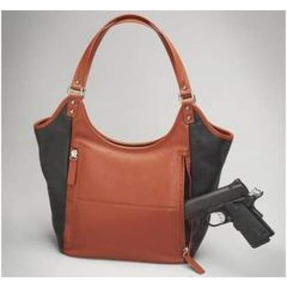 GTM Original Cinnamon & Black Conceal Carry Leather Shoulder Tote - Back in Stock! - Hiding Hilda, LLC