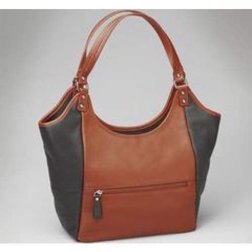 GTM Original Cinnamon & Black Conceal Carry Leather Shoulder Tote - Back in Stock! - Hiding Hilda, LLC