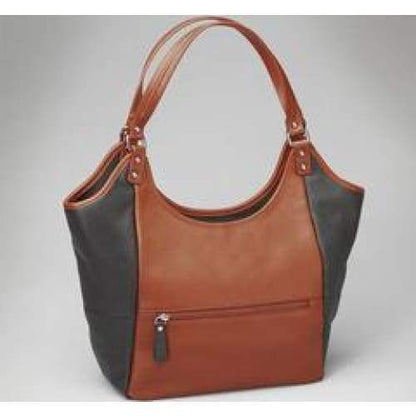 GTM Original Cinnamon & Black Conceal Carry Leather Shoulder Tote - Back in Stock! - Hiding Hilda, LLC