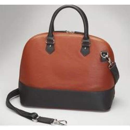 GTM Original Cinnamon & Black Concealed Carry Leather Bowler Crossbody Purse - Hiding Hilda, LLC