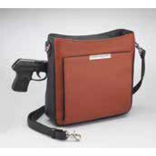 GTM Original Cinnamon & Black Leather Conceal Carry Crossbody Purse with Built in Wallet - Hiding Hilda, LLC