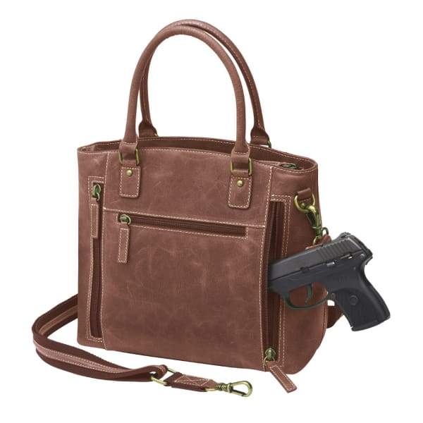 GTM Original Distressed Leather Concealed Carry Town Tote - NEW COLORS! - Hiding Hilda, LLC