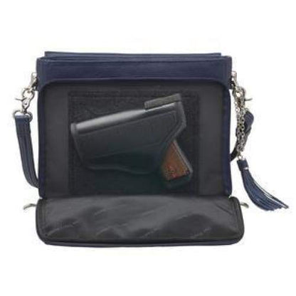 GTM Original Indigo RFID Lined Concealed Carry Clutch with built in wallet - New - Hiding Hilda, LLC