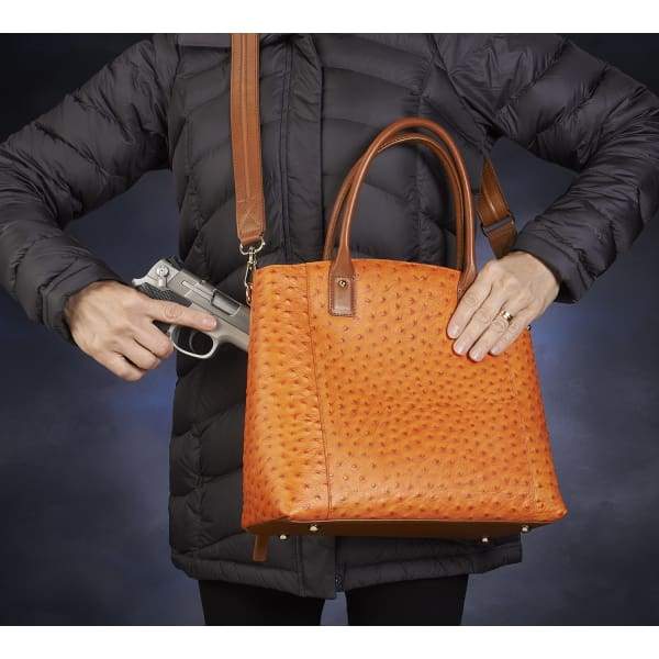 Gucci Attache large ostrich shoulder bag in light brown | GUCCI® GR