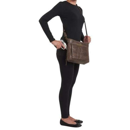 GTM Original RFID Distressed Leather Crossbody with Built in Wallet Concealment Purse - NEW COLORS - Hiding Hilda, LLC