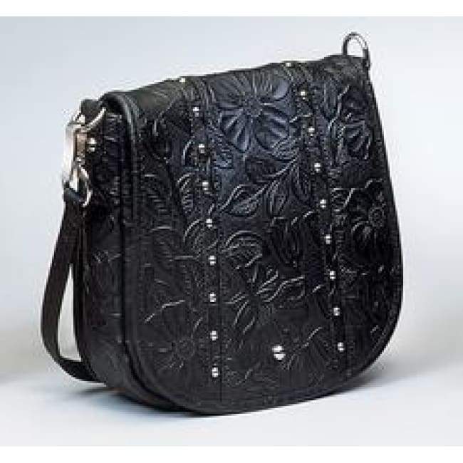 GTM Original Simple Bling Leather Tooled Concealed Carry Crossbody Pouch - Hiding Hilda, LLC