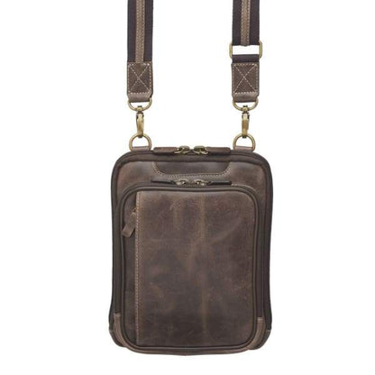 GTM Original Unisex Distressed Leather RFID Lined Flat Compact Crossbody Pouch - NEW - Hiding Hilda, LLC