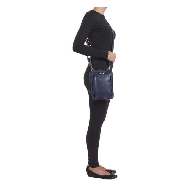 Indigo RFID lined Compact Leather Concealed Carry Crossbody Pouch - Hiding Hilda, LLC