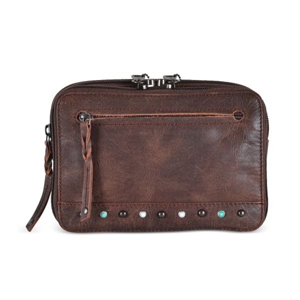 Kailey NEW Cute Concealed Carry Leather Waist Pack - Dark Mahogany w/Studs - Waist Pack