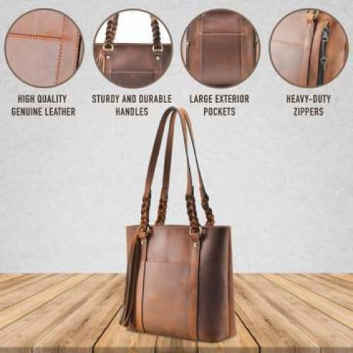 New Bella Leather Lockable Concealed Carry Shoulder Tote - Tote