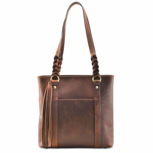 New Bella Leather Lockable Concealed Carry Shoulder Tote - Distressed Brown - Tote