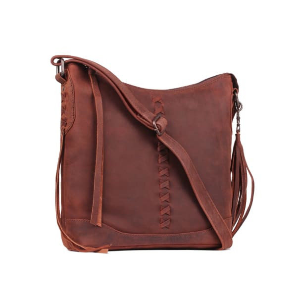 New Blake Cute Concealed Carry Scooped Leather Crossbody Purse by Lady Conceal - Dark Mahogany - Crossbody
