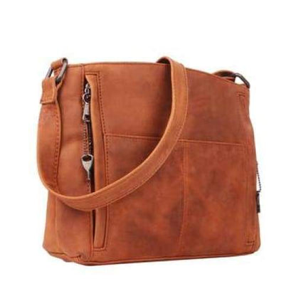 Brynn Arched Lockable Leather Concealed Carry Crossbody Purse by Lady Conceal - NEW! - Hiding Hilda, LLC