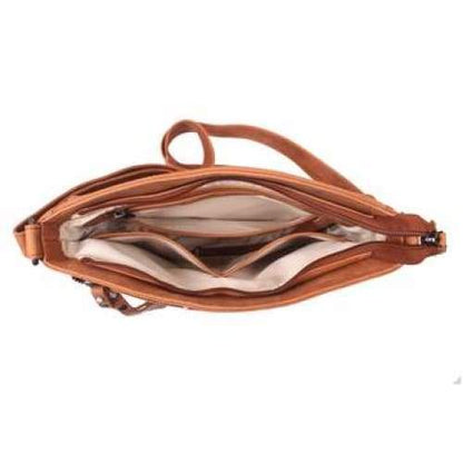 Brynn Arched Lockable Leather Concealed Carry Crossbody Purse by Lady Conceal - NEW! - Hiding Hilda, LLC