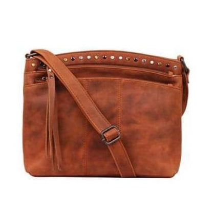 Brynn Arched Lockable Leather Concealed Carry Crossbody Purse by Lady Conceal - NEW! - Hiding Hilda, LLC