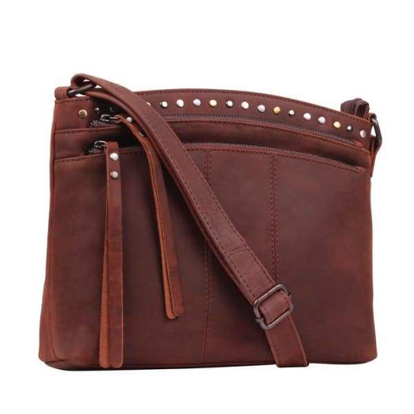 Brynn Arched Lockable Leather Concealed Carry Crossbody Purse by Lady Conceal - NEW! - Hiding Hilda, LLC