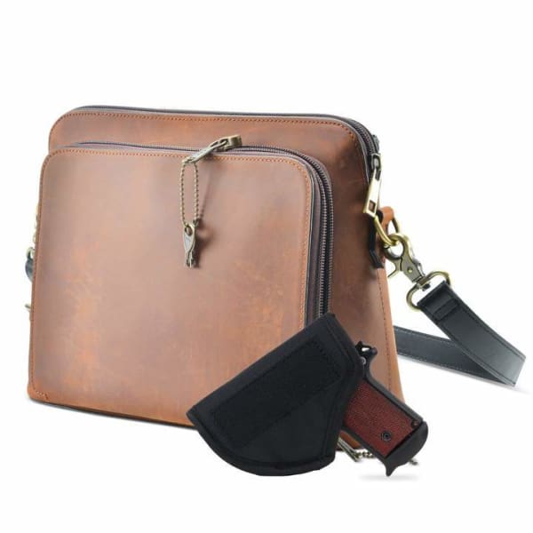 New Evelyn Lockable Concealed Carry Leather Crossbody Organizer - Crossbody
