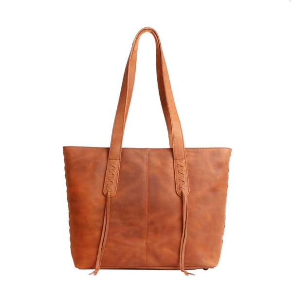 New Norah Laced Concealed Carry Roomy Leather Tote by Lady Conceal - Congac - Tote