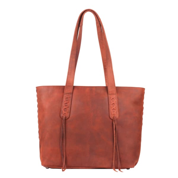New Norah Laced Concealed Carry Roomy Leather Tote by Lady Conceal - Dark Mahogany - Tote