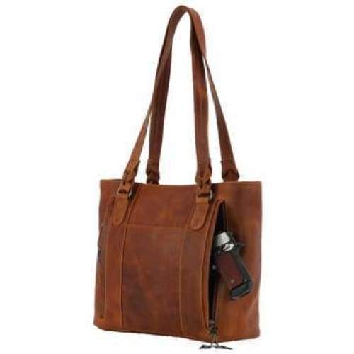 Peyton Leather Concealed Carry Tote Bag Caramel