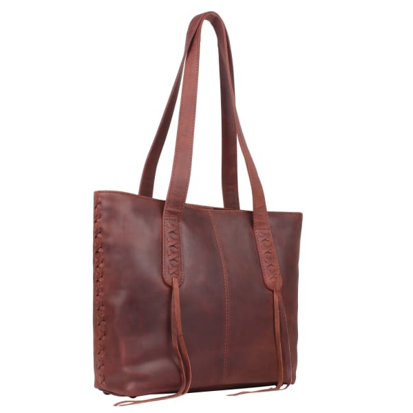 New Reagan Mid-Sized Laced Leather Conceal Carry Tote Handbag w/Lockable Zippers - Tote