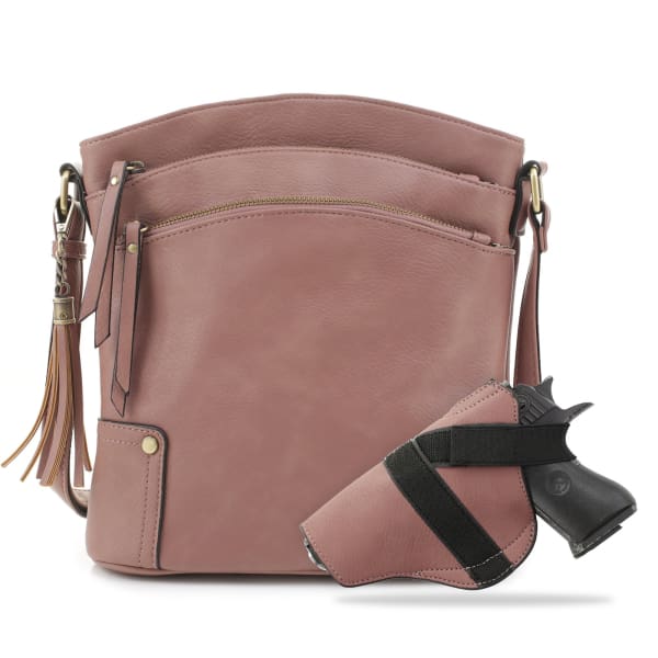 NEW Robin Concealed Carry Lock & Key Crossbody Purse - Mauve - Handbag & Wallet Accessories