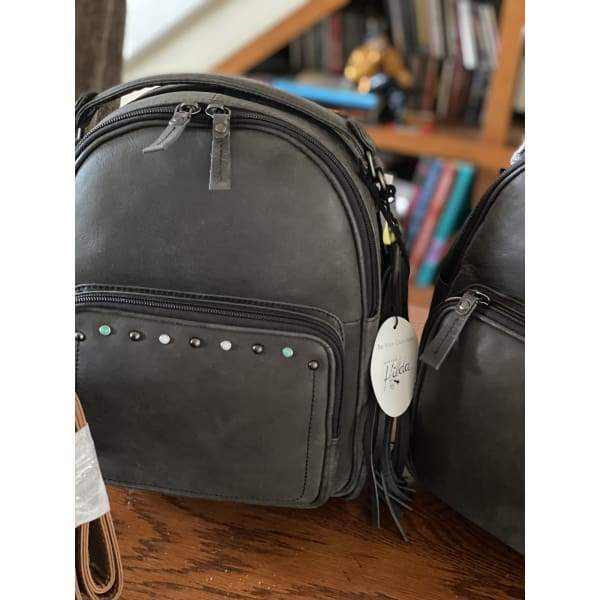 NEW Sawyer Lockable Leather Concealed Carry Backpack - Charcoal Black - Backpack