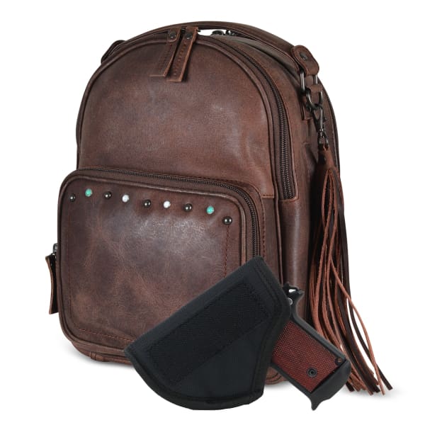 NEW Sawyer Lockable Leather Conceal Carry Backpack - Backpack