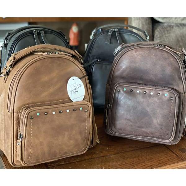 NEW Sawyer Lockable Leather Concealed Carry Backpack - Cognac - Backpack