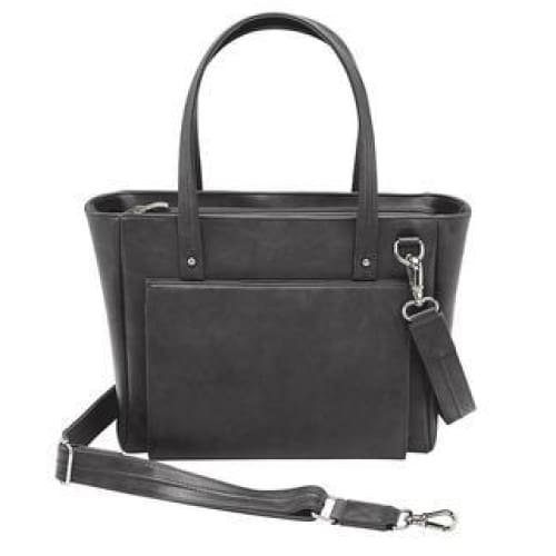 NEW Washable Traditional Leather Tote with Built-In Wallet - Black - Tote