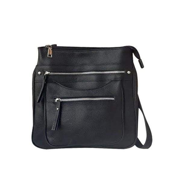 Roma Leather 2-Zip Pocket Lockable Leather Concealed Carry Crossbody P ...